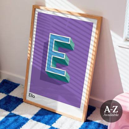 Purple Personalised Name and Letter Print