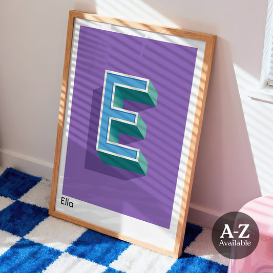 Purple Personalised Name and Letter Print