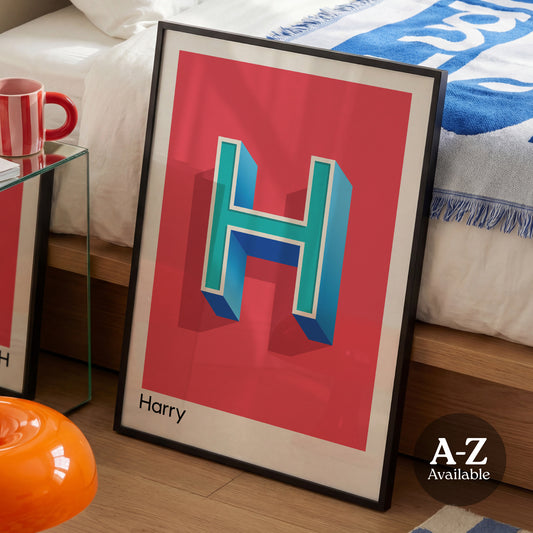 Red Personalised Name and Letter Print