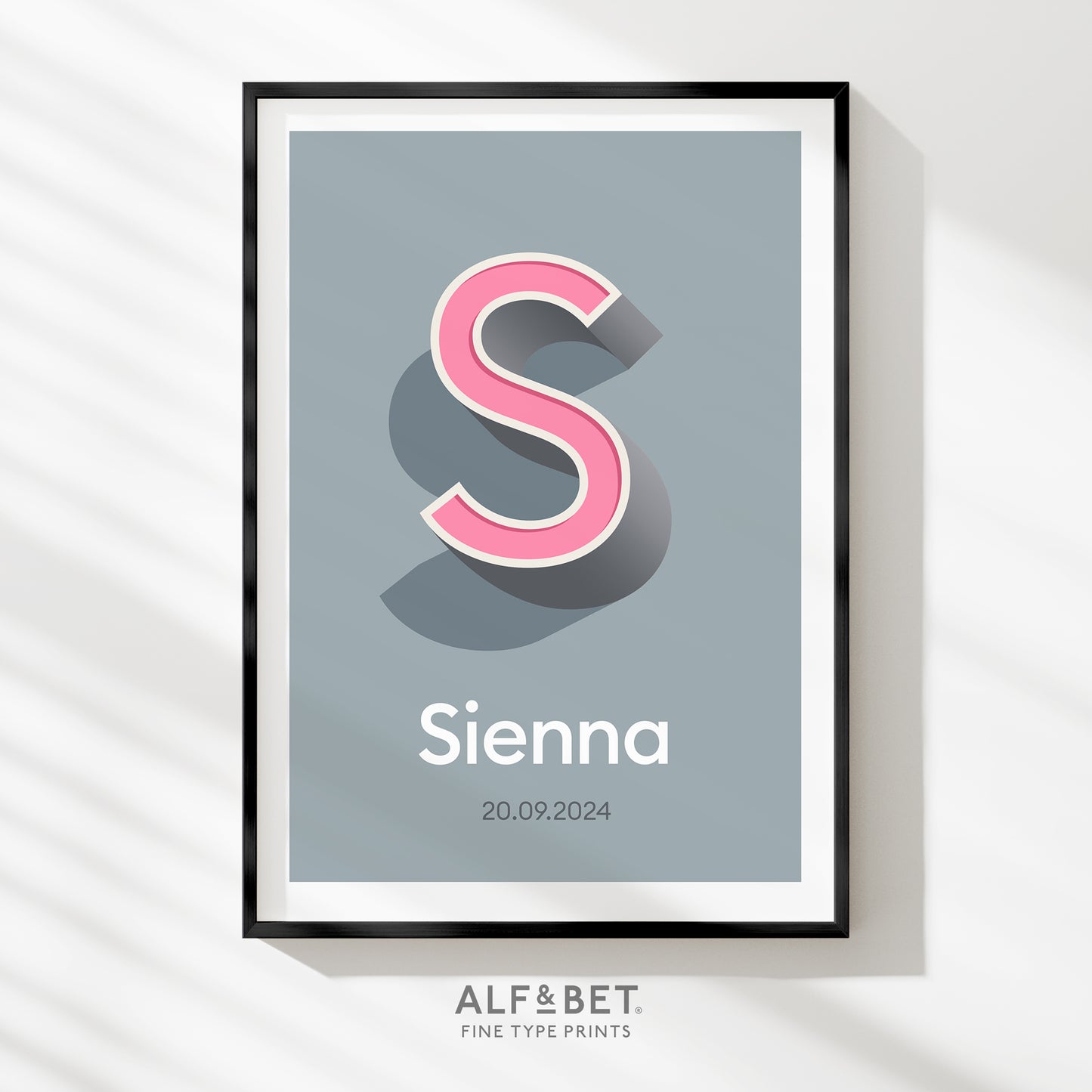 Pebble Grey Personalised Name Print with Date