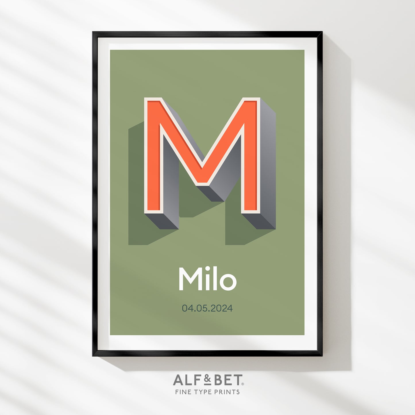 Khaki Green Personalised Name Print with Date