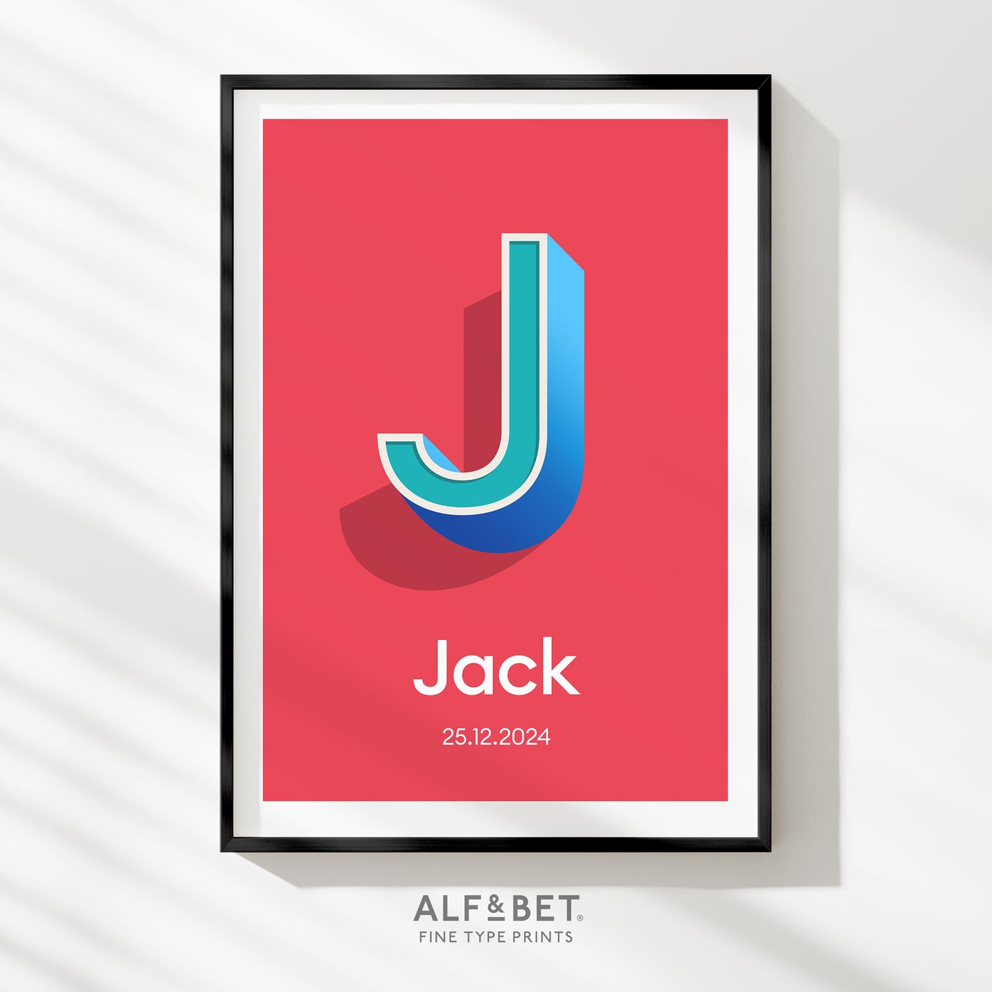 Red Personalised Name Print with Date