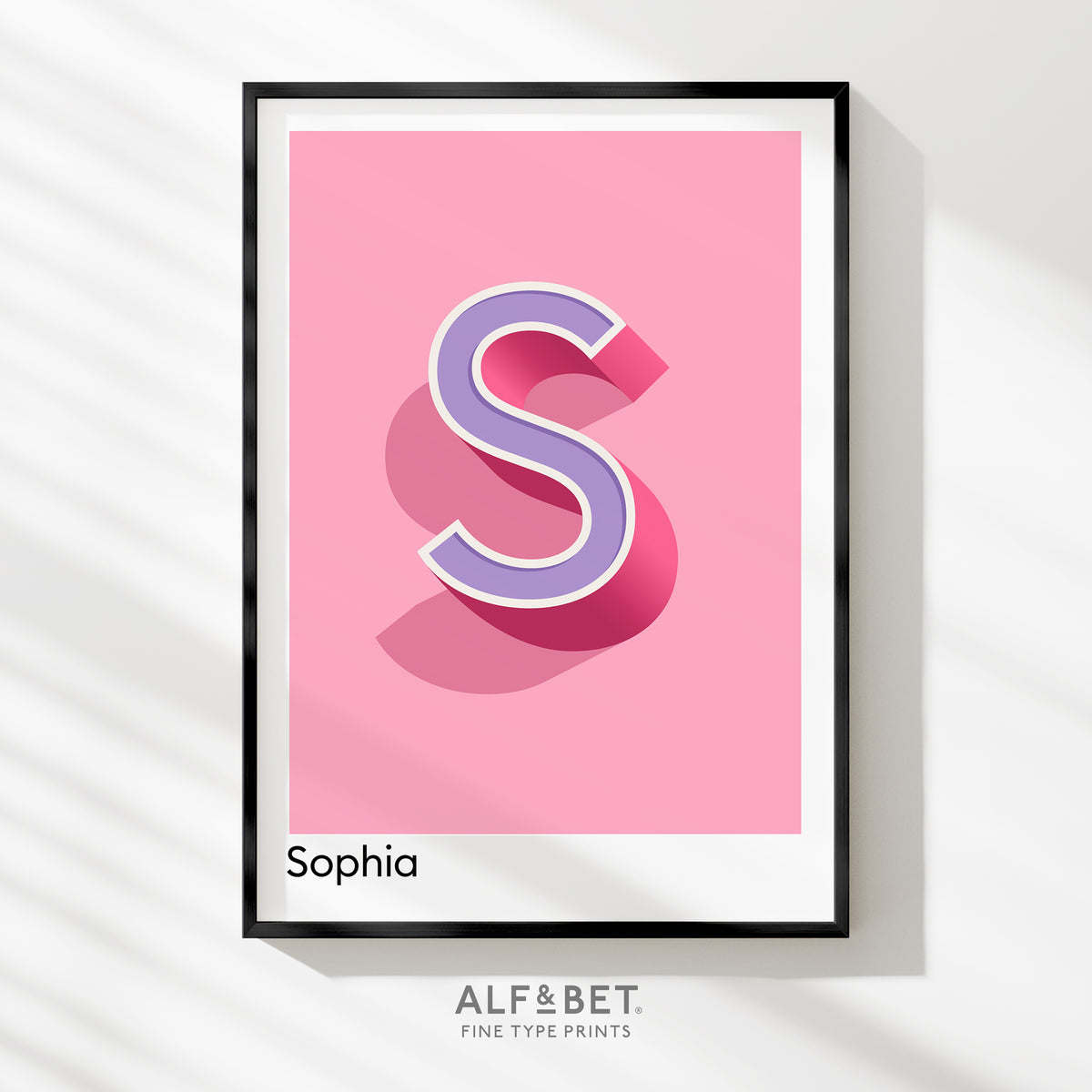 Pink Personalised Name and Letter Print | Alf & Bet – Alf & Bet Prints