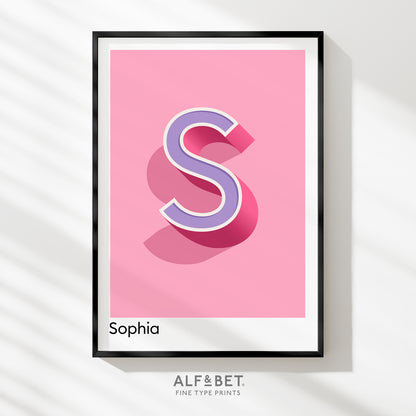 Pink Personalised Name and Letter Print