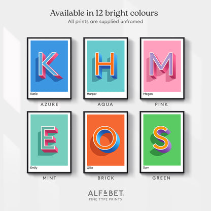 Pink Personalised Name and Letter Print