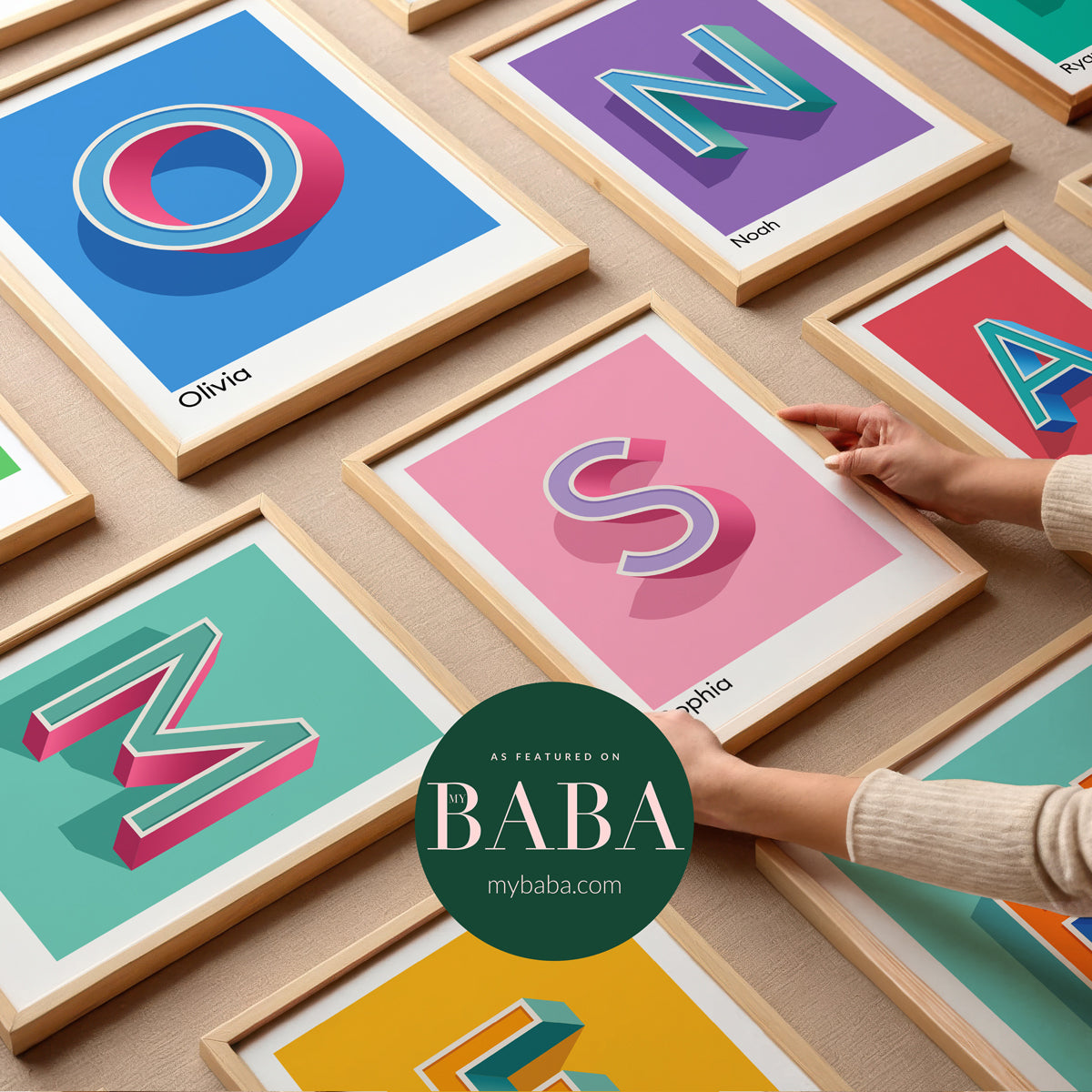 Our Personalised Letter Prints from us at Alf and Bet are featured  on MyBaba.com in one of their Christmas Gift Guide for Kids