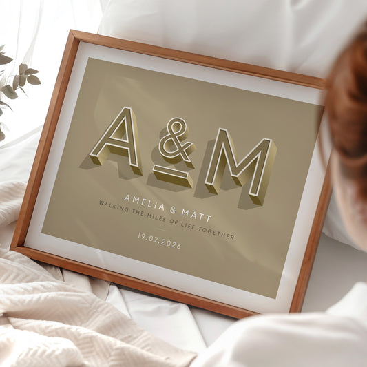 Gold Personalised Couples Print