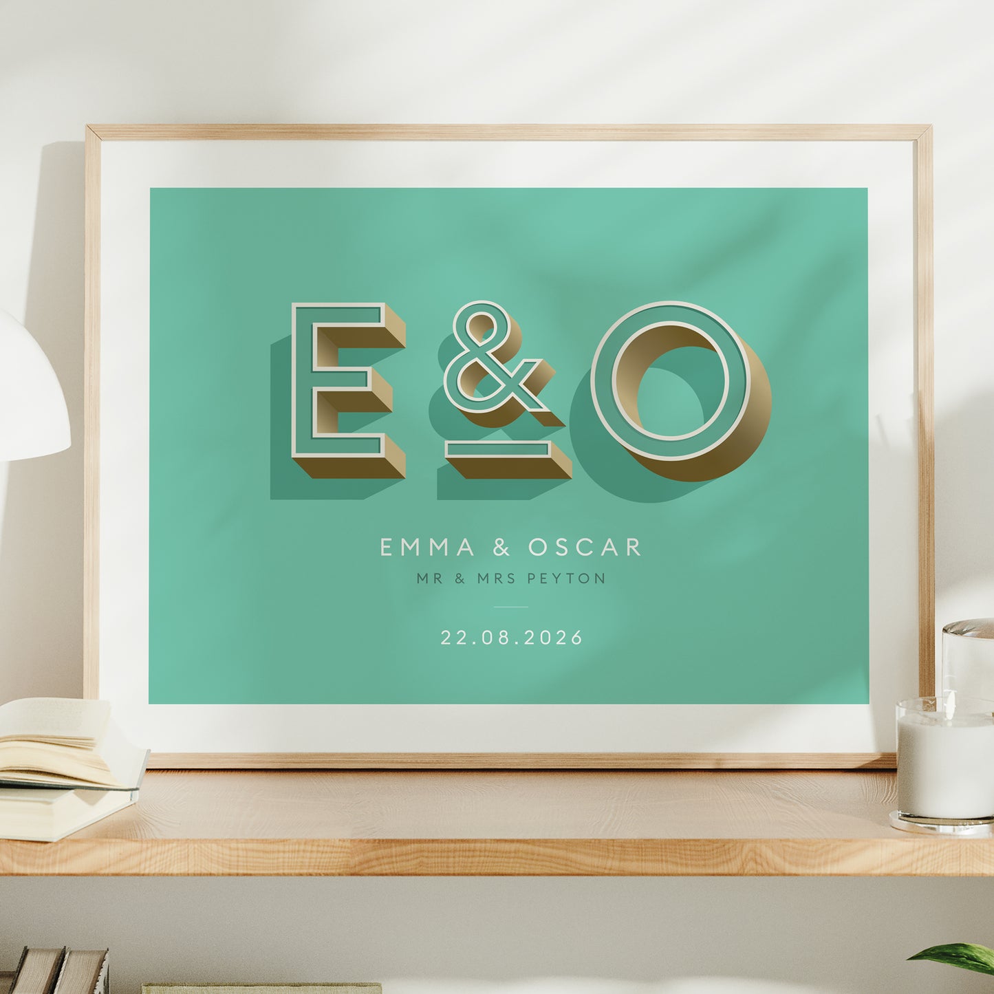 Mint Green Personalised Couples Print