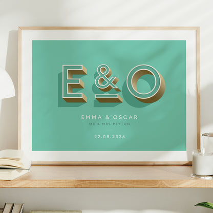 Mint Green Personalised Couples Print
