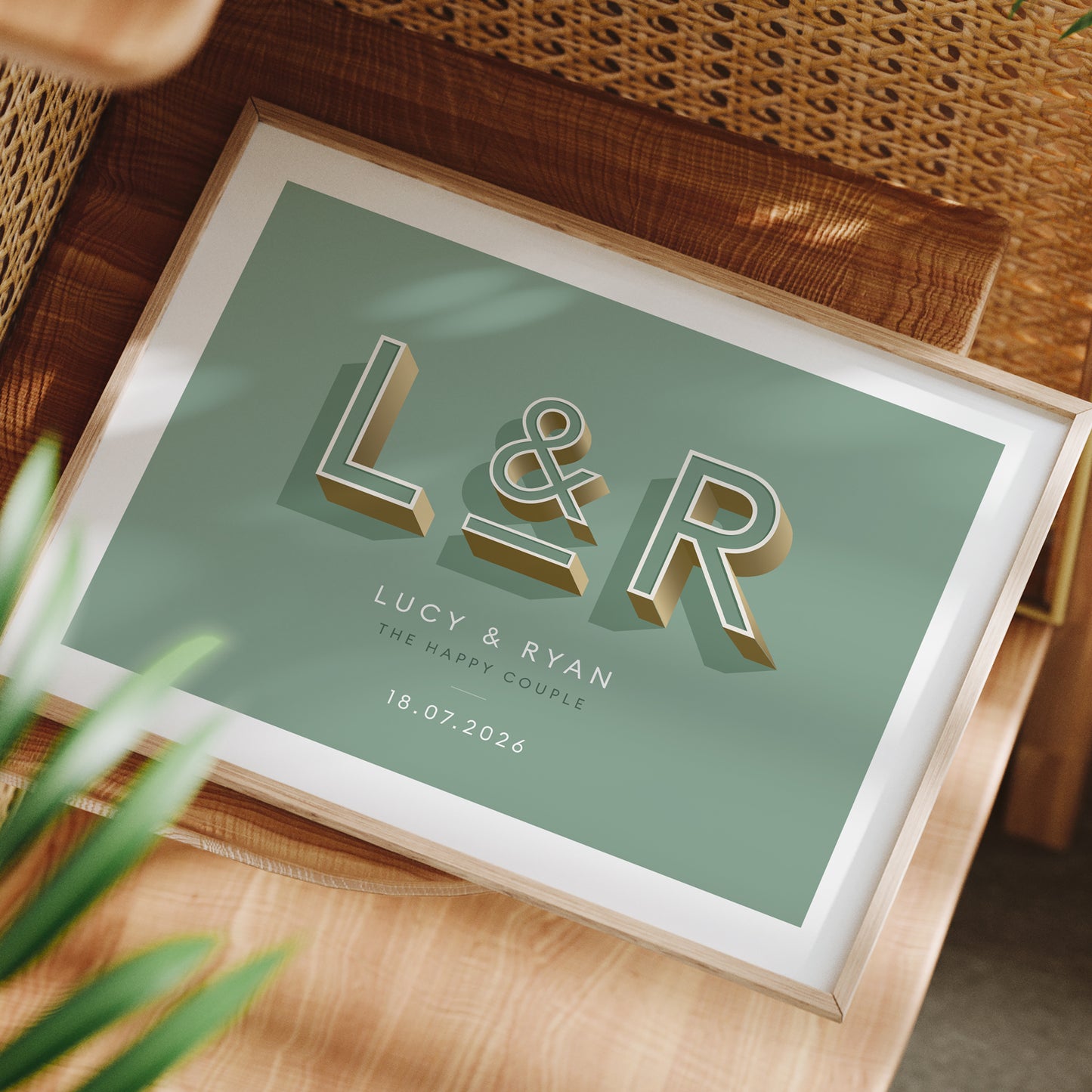 Sage Green Personalised Couples Print