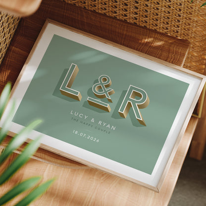 Sage Green Personalised Couples Print