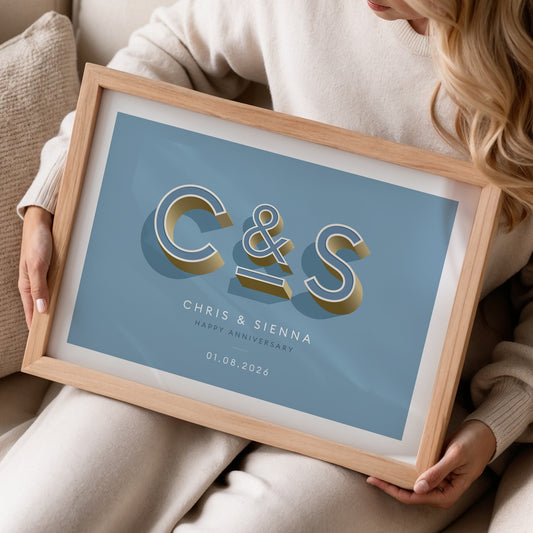 Sky Blue Personalised Couples Print