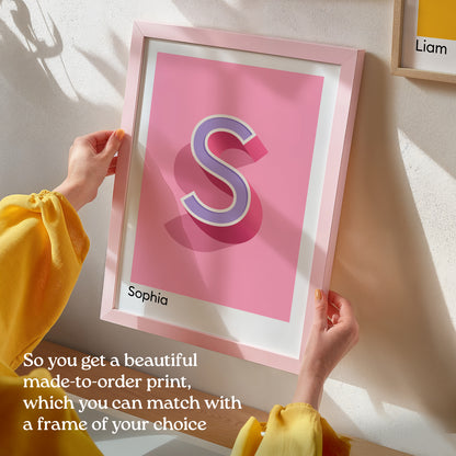 Pink Personalised Name and Letter Print