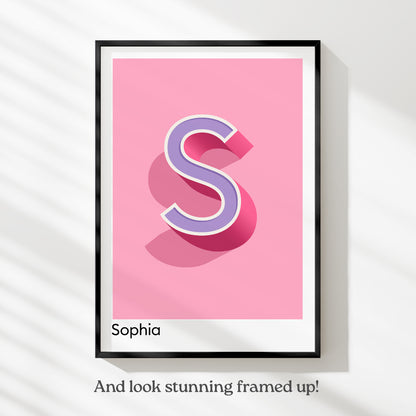 Pink Personalised Name and Letter Print