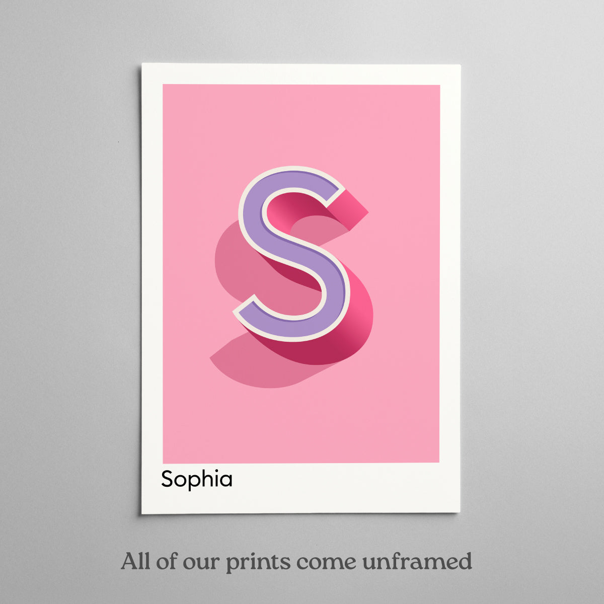 Pink Personalised Name and Letter Print