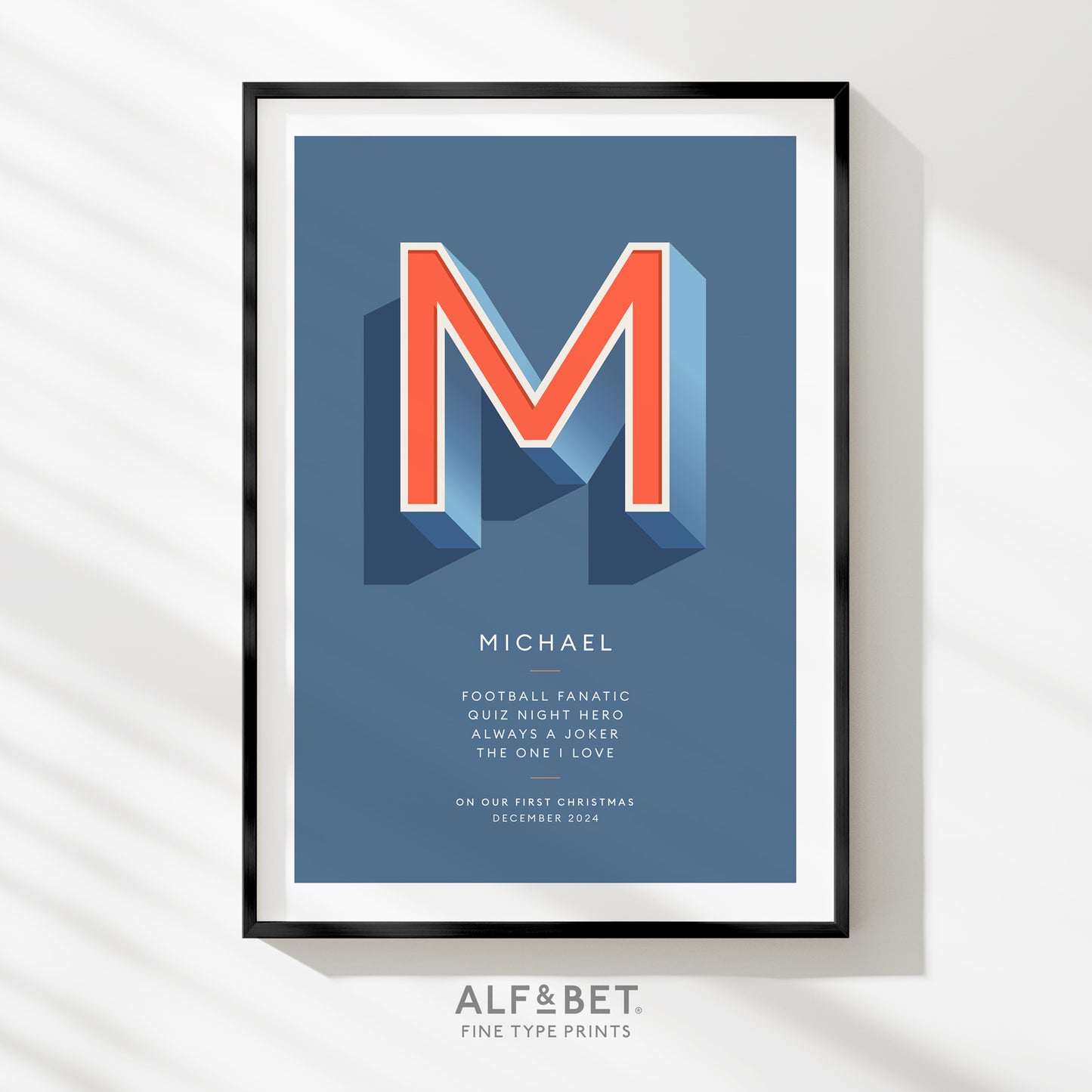 Dusk Blue Personalised 50th Birthday Print from Alf and Bet