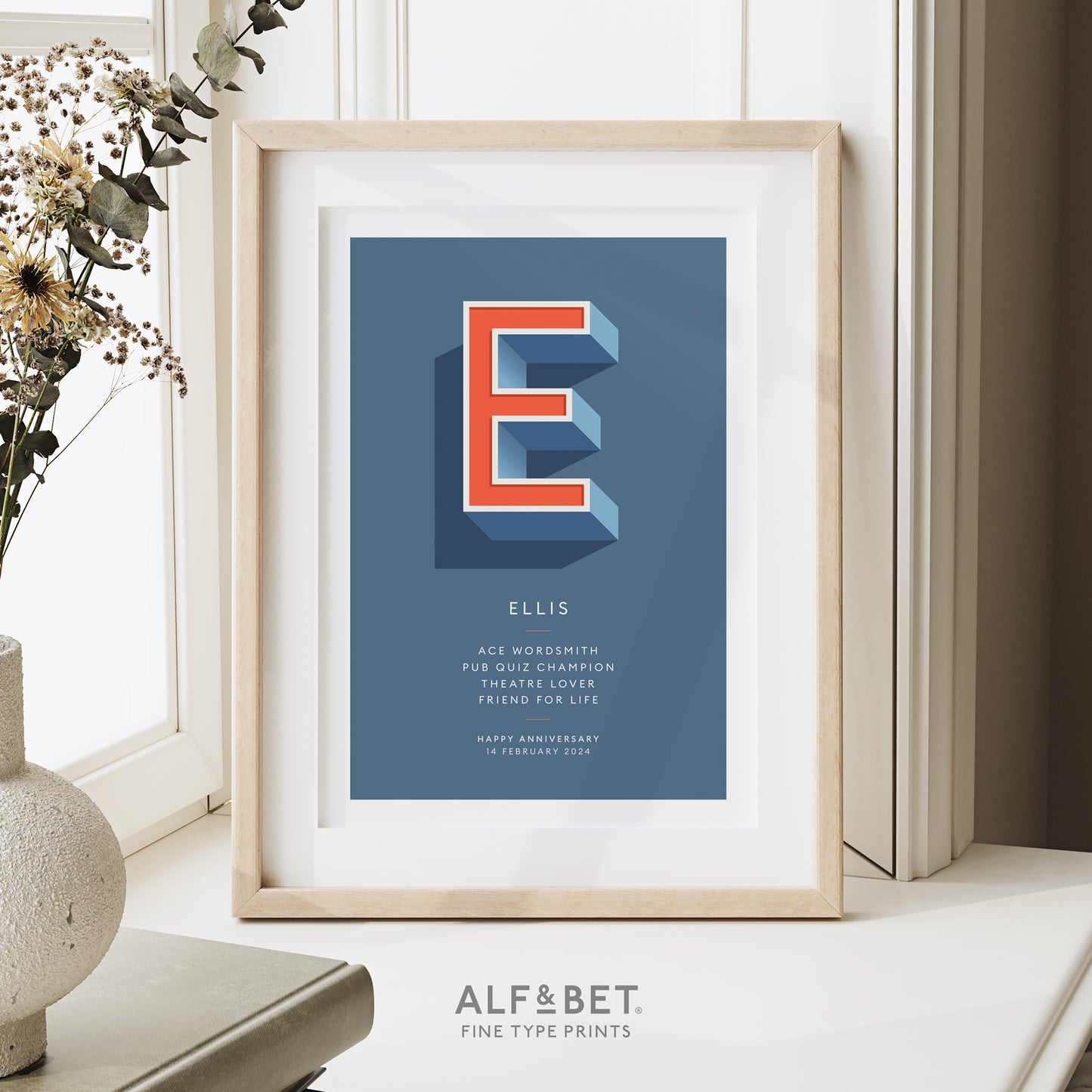 Dusk Blue Personalised 50th Birthday Print from Alf and Bet