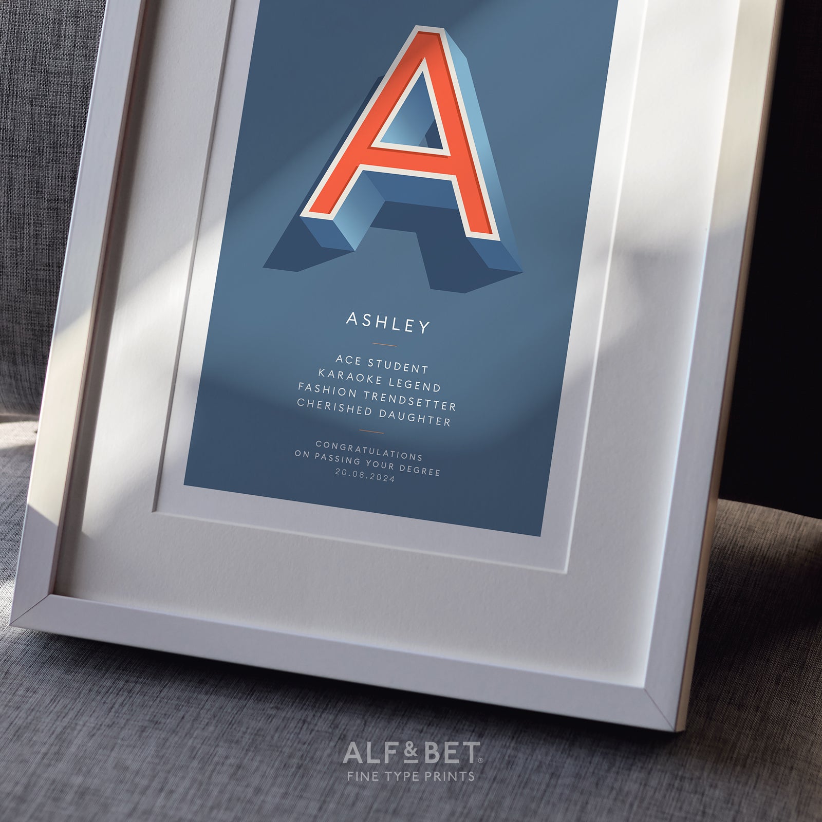 Dusk Blue Personalised 50th Birthday Print from Alf and Bet