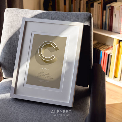 Gold Personalised Retirement Print from Alf and Bet