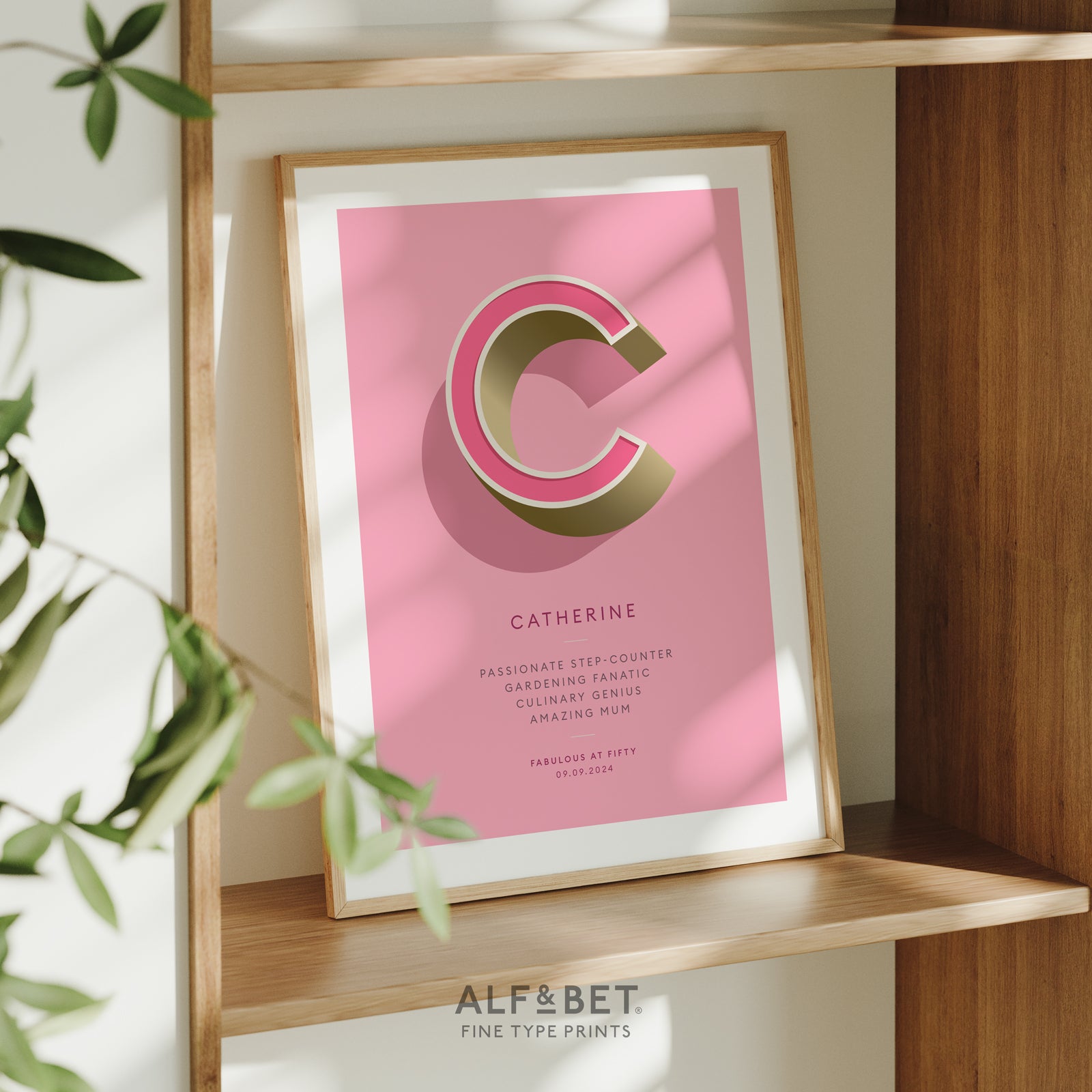 Pink Personalised Bridesmaid Print from Alf and Bet
