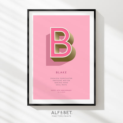 Pink Personalised Bridesmaid Print from Alf and Bet