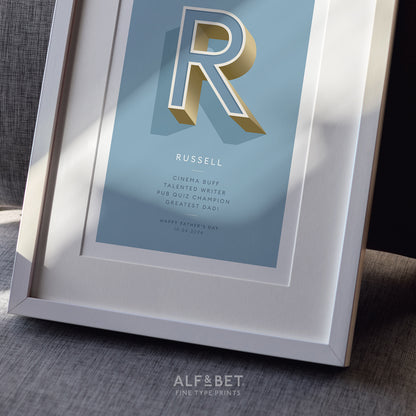 Sky Blue Personalised 40th Birthday Print from Alf and Bet