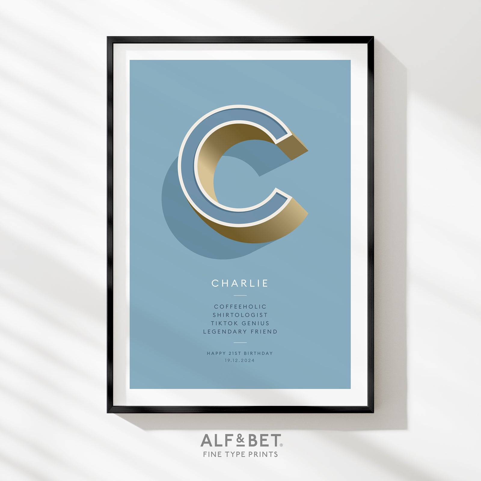 Sky Blue Personalised 40th Birthday Print from Alf and Bet