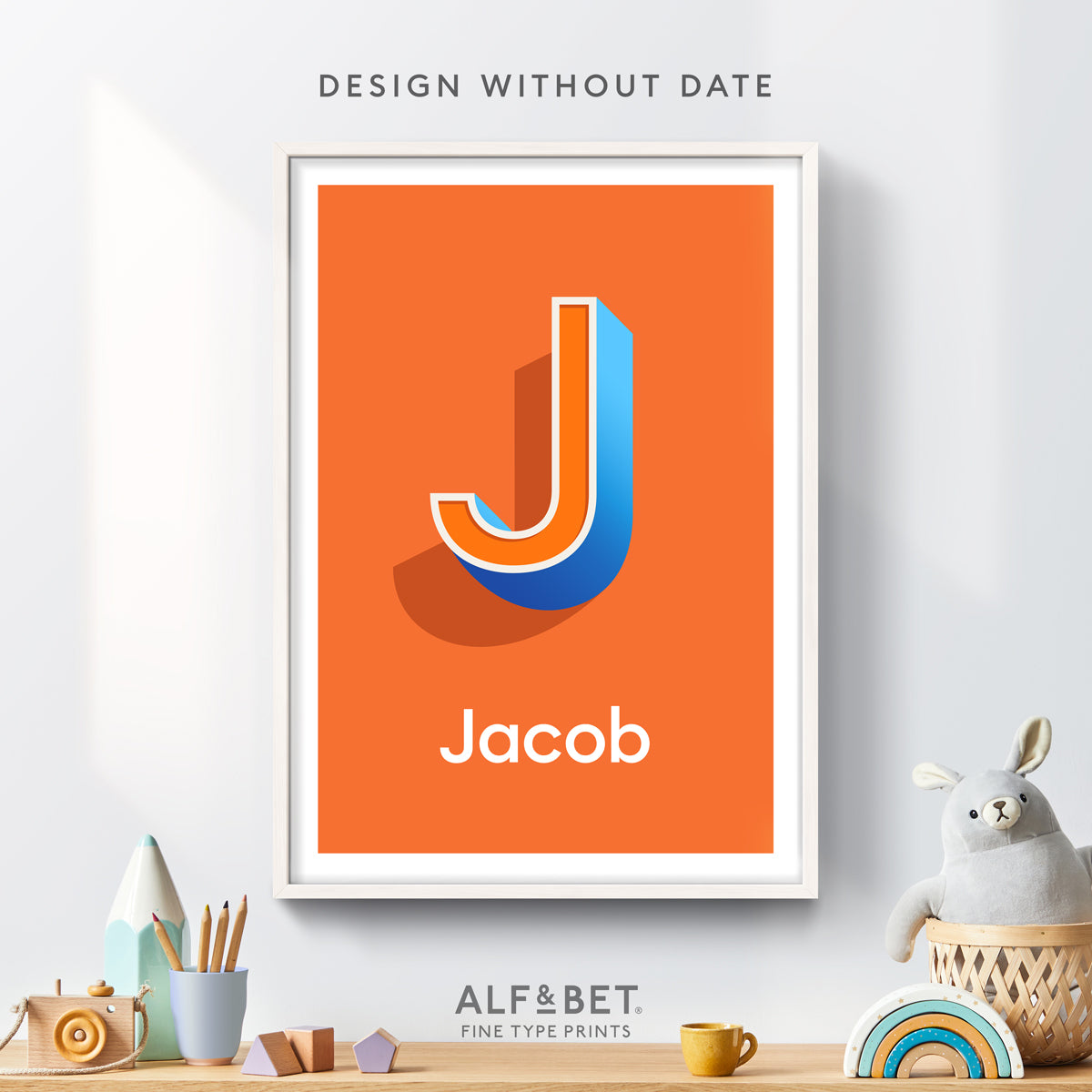 A Brick Orange Personalised Name Print from Alf and Bet