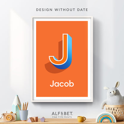 A Brick Orange Personalised Name Print from Alf and Bet