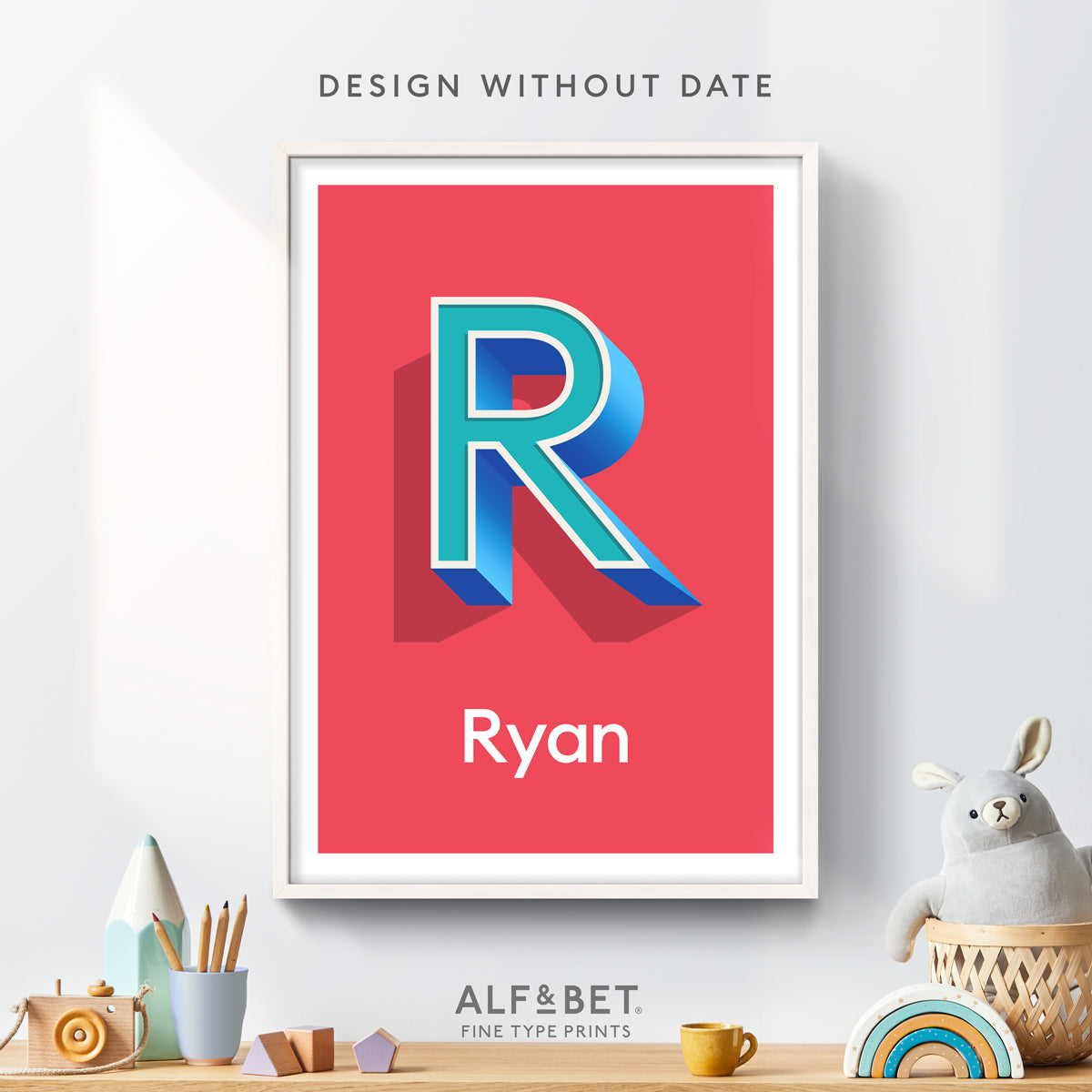 A Red Personalised Name Print from Alf and Bet Prints