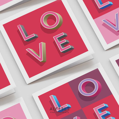 LOVE Pink Check Valentine’s Day Card