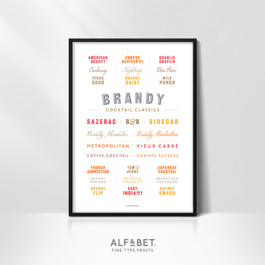 Brandy Cocktail Classics Print