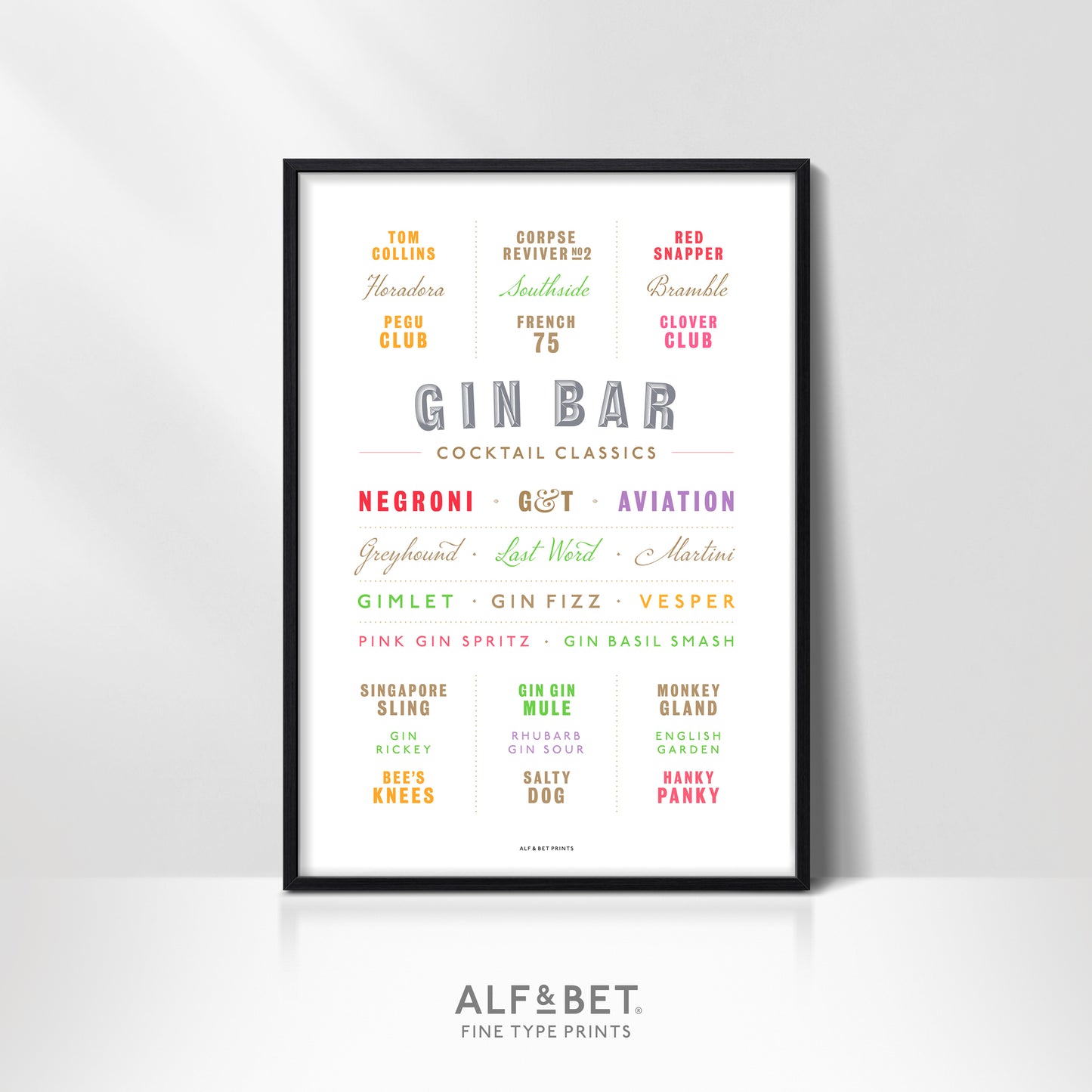 Gin Cocktail Classics Print