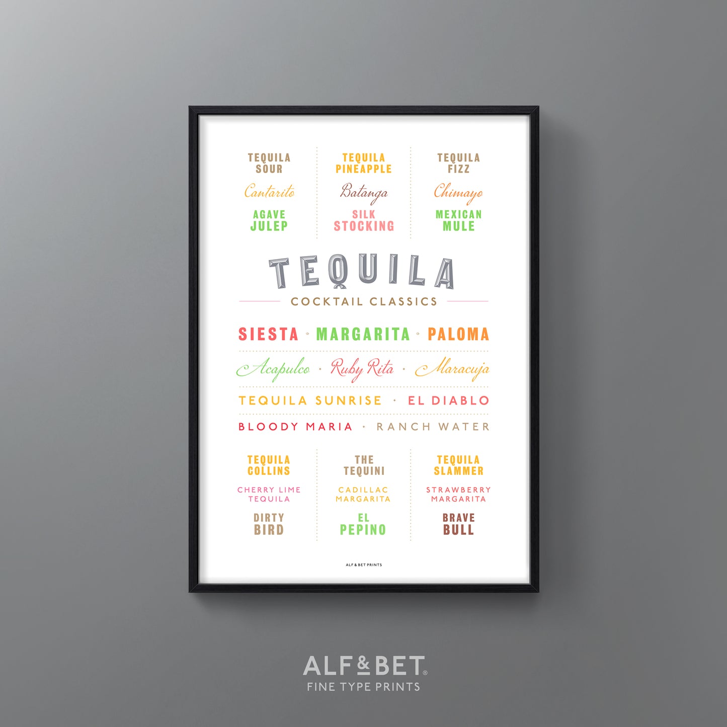 Tequila Cocktail Classics Print